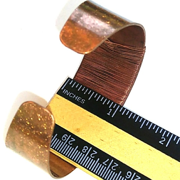 VINTAGE Wire Wrapped Solid Copper Cuff Bracelet - Picture 7 of 8